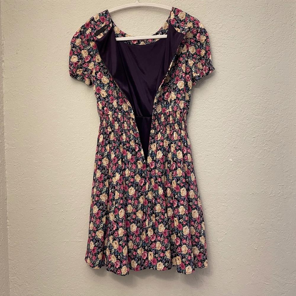 Flower Pattern Mini Dress (Fully Lined) - image 6